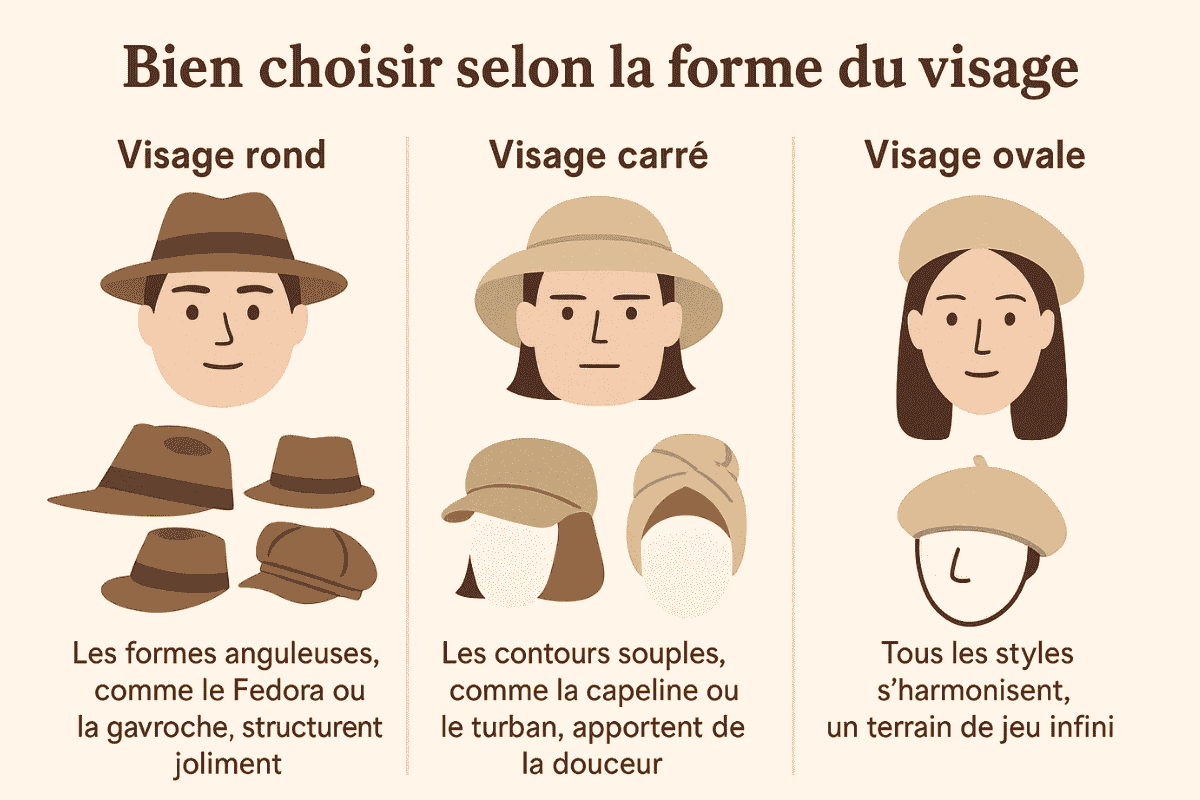Couvre chef selon forme du visage