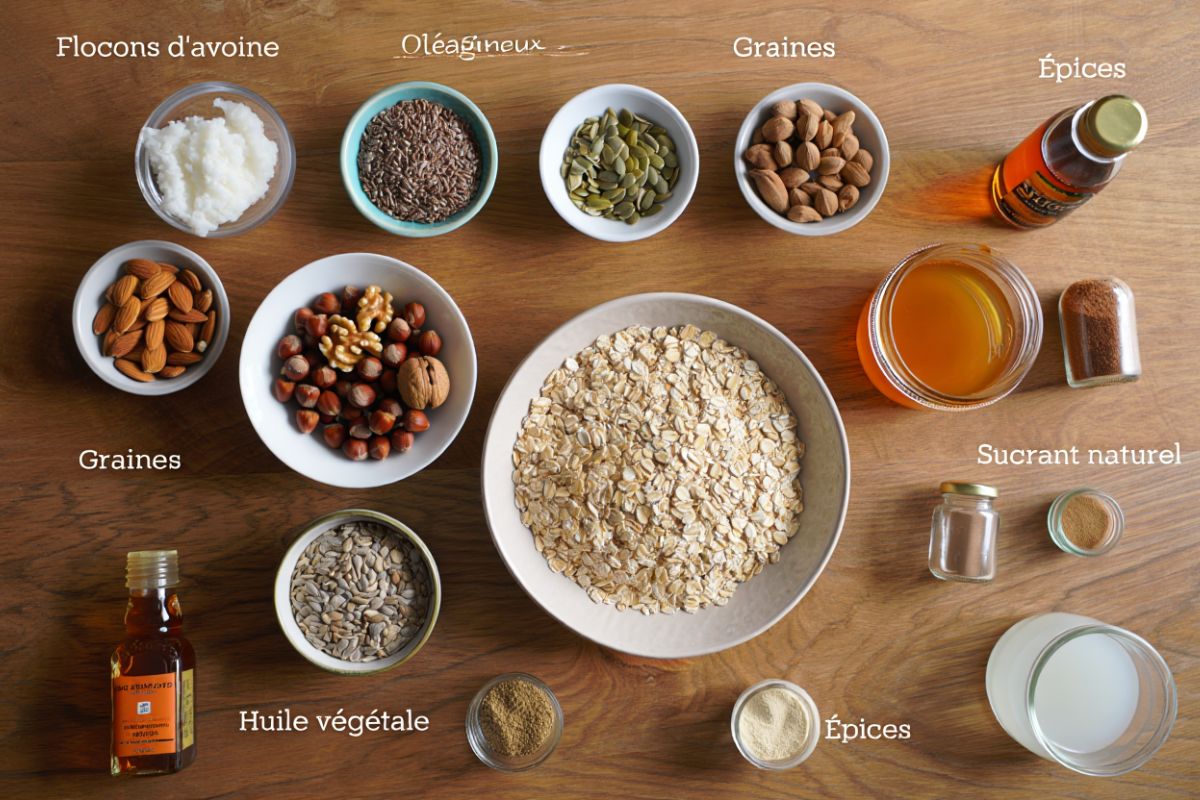 Ingrédients recette granola maison heathly